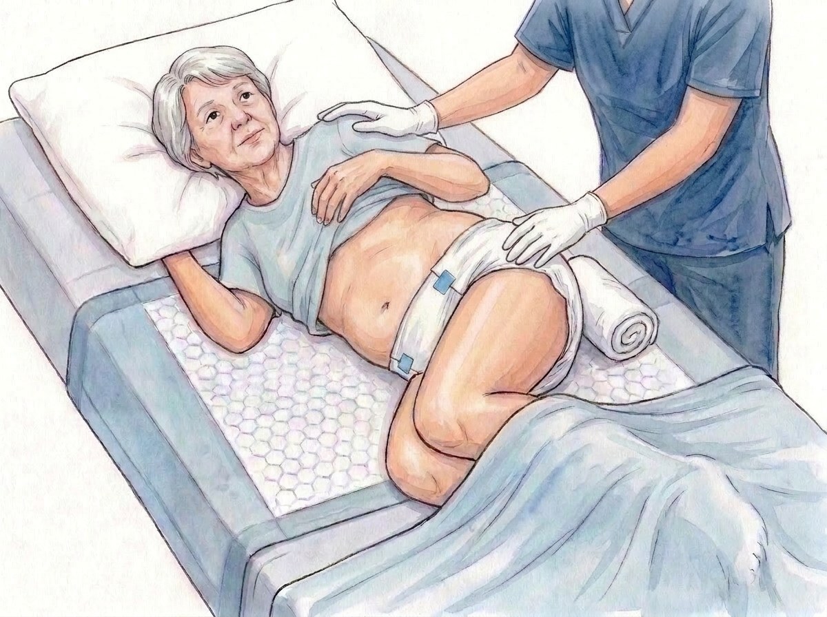 7. Rouler doucement sur le dos, par-dessus la moitié roulée