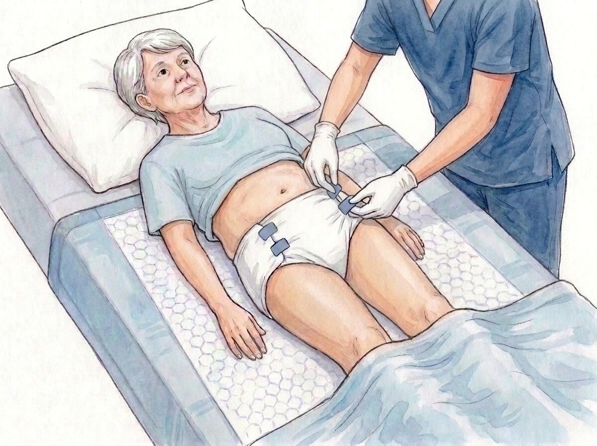 10. Fermer les quatre attaches, une à une, de l'arrière vers l'avant, à hauteur du ventre